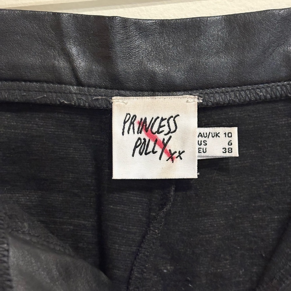 PRINCESS POLLY ENCORE FAUX LEATHER PANTS BLACK Size 6 - Picture 5 of 7